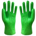 Green PVC gloves with thick cotton lining 27cm