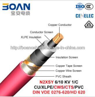 N2xsy, Power Cable, 6/10 Kv, 1/C, Cu/XLPE/Cws/Cts/PVC (HD 620 10C/VDE 0276-620)