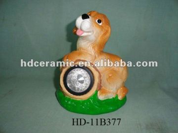 Solar ceramic dog garden light