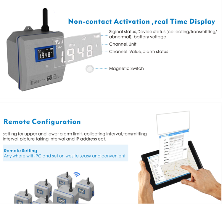 Terminal de monitoramento remoto de fundo de poço sem fio LoRa Lorawan IP68 com proteção