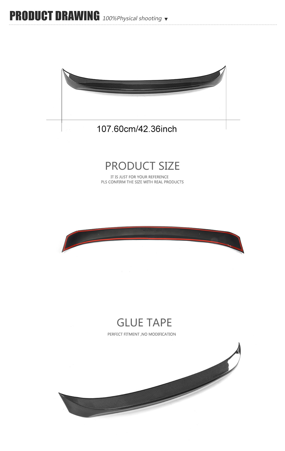 D Style Carbon Fiber Rear Car Spoiler for Bentley Continental GT (2nd Gen) Coupe 2-Door 12-14