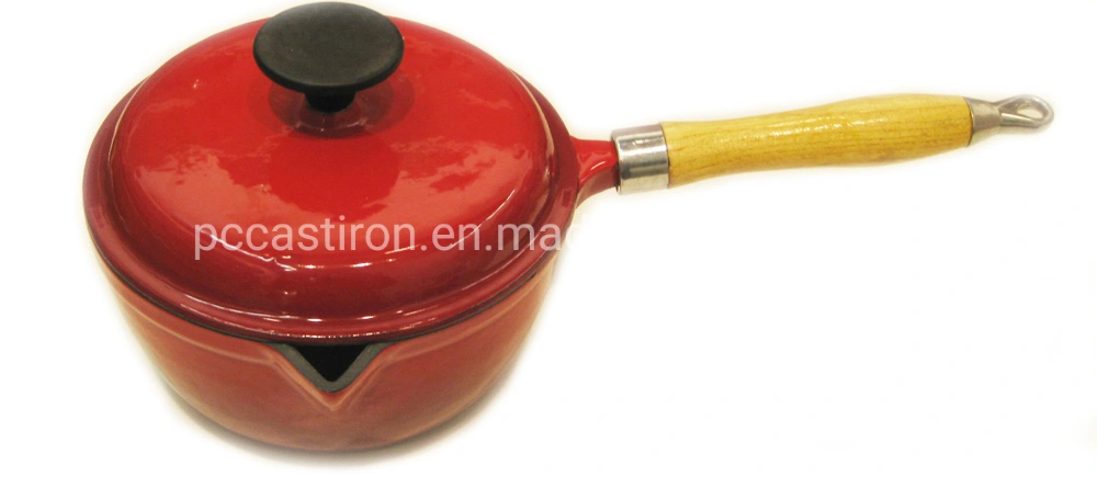 16cm Enamel Non Stick Double Use Cast Iron Saucepan BSCI LFGB FDA Approved, with Handle