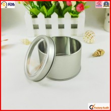 food pack silver round window metal box