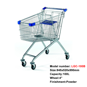 metal hand shopping trolley cart with child seat