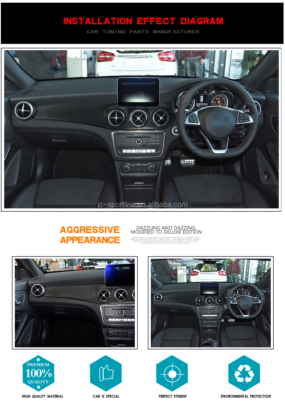 RHD Carbon Fiber CLA Interior Dashboard Trim for Mercede s Ben z CLA-CLASS CLA250 CLA45 AMG