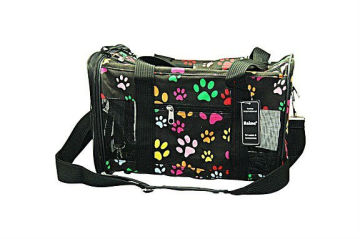 Pet Carrier Dog Cat Travel Bag Airline Approved Paw Print Nylon