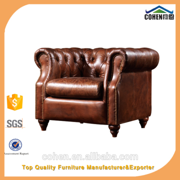 Italian distressed Tan Leather Barbican Sofa armchair single chair