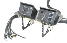 Retractable Tabletop Interconnect Box , Multifunctional Power + Rj45 + Vga