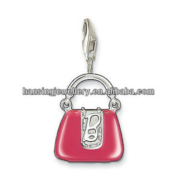 Fashionable pink exquisite crystal handbag charm