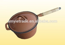 Wooden Handle Cast Iron Saucepan