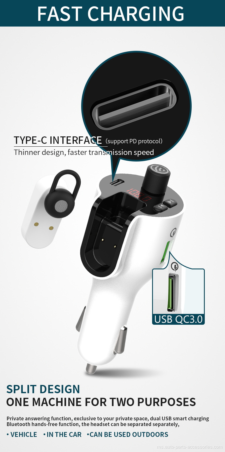 Sokongan PD Charge USB MP3 Player dengan Headset