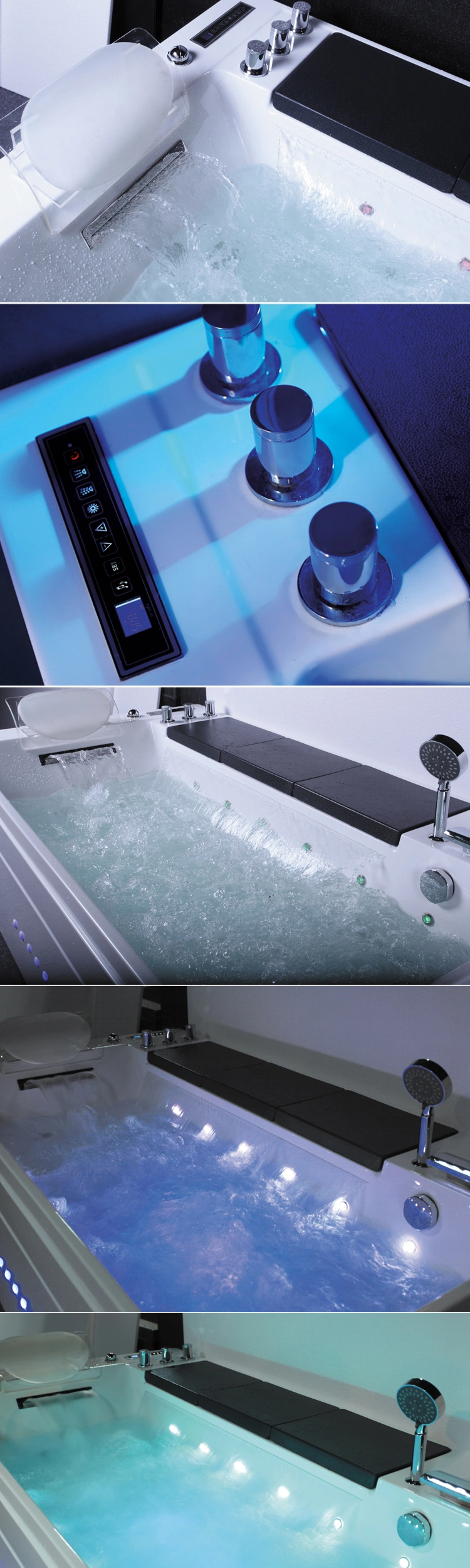 180cm Length for Adult Jakuzi Hydrotherapy Bathtub with Comfortable Pillow