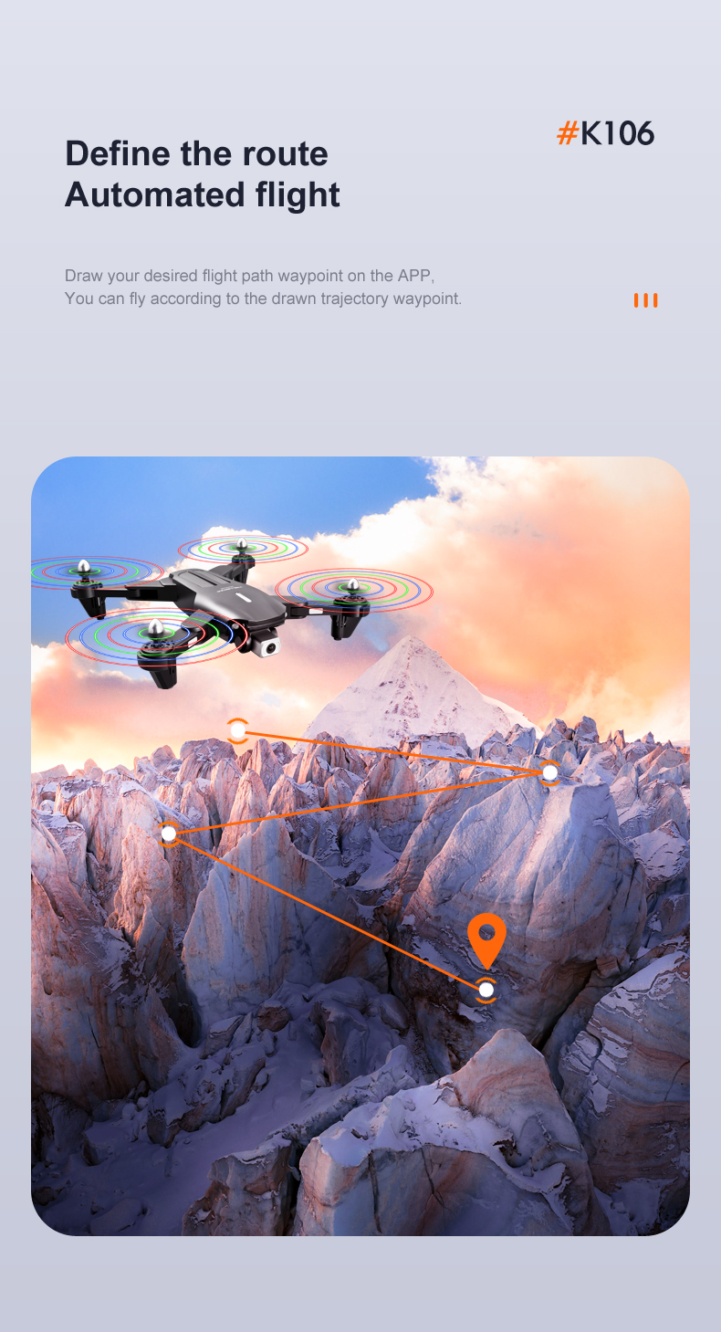 New Drone K106 4K HD Profesional Camera With LED Light propeller Visual Obstacle Avoidance Optical Flow Foldable Quadcopter