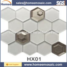 New Arrival Hexagon Shape Glass Mosiac Tile