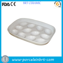 Hot sale white Ceramic Egg Tray for 12 eggs