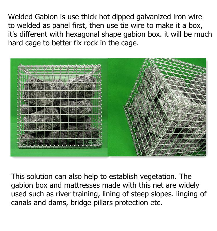 Heiß getauchtes verzinktes geschweißtes Gabion -Käfig -Gabion 2*1*1 m Gabion