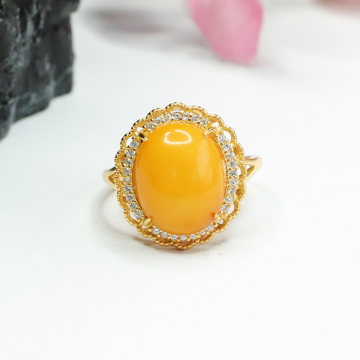 Wholesale High Quality S925 Silver Amber Rings with Precious Stones and Gemstones