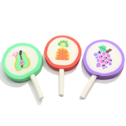 27*42mm Polymer Clay Lollipop 3D Miniature Food Candy Ornament for Phone Case Decoration