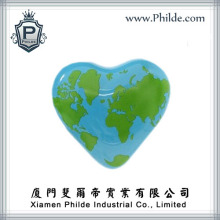 Global Map Heart-Shaped Ceramic Paperweight