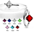 Square CZ Gem CBR Body Piercing Jewelry