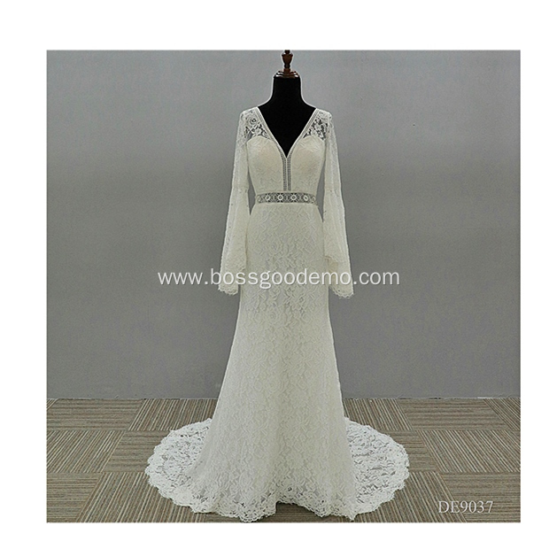 Jancember Long Sleeve Luxury Ball Gown mamaid wedding dresses