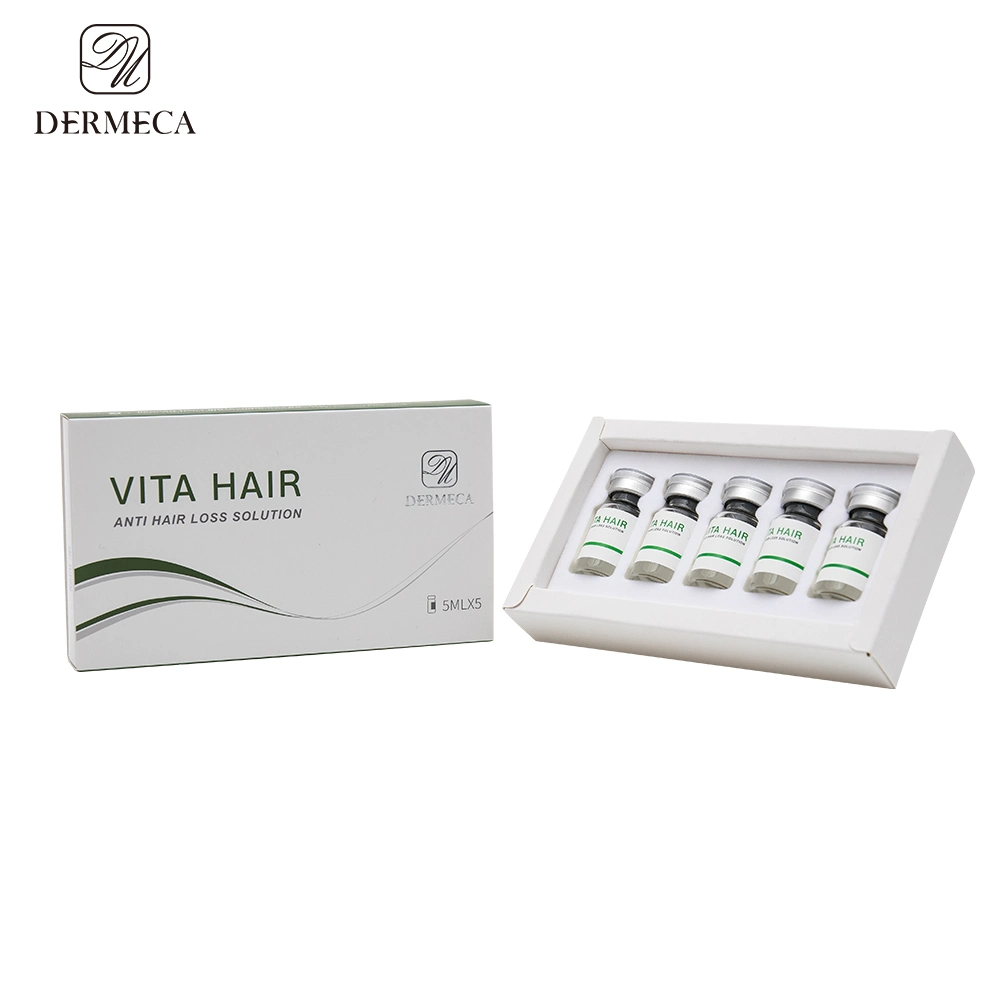 Dermeca Vita Hair 5ml*5vials/Box Mesotherapy Cocktails Injectable Ha Serum Anti Hair Loss Solution Hyaluronic Acid Meso Hair Growth Products Treatment for Salon