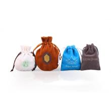 Round brown velvet bags for jewelry supplier