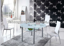 White glass folded dining table set