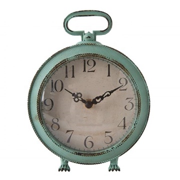 Vintage Metal Round Table Clock with Dragon Feet Stand