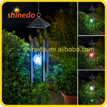 Solar decoration Wind Chime hanging crackle ball light for balcony