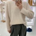 Long wool cashmere loose conventional sleeve round collar