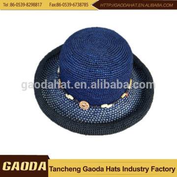 High quality fashion womens beach straw raffia hat