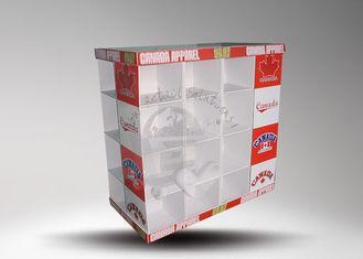 Four side facing cardboard pallet display shelf with brand