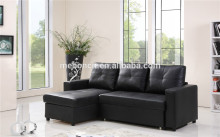Cheap Contemporary Sofa Hidden Bed Leather Black