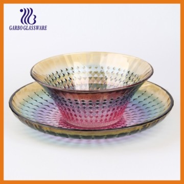 New Style of Elegant Glass Plate and Bowl Set