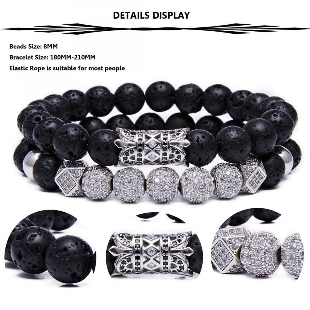 8 MM Lava Rock Beads Bracelet para Hombres Mujeres Aceite Esencial Con Cuentas Curación Ansiedad Pulseras Regalo para el Día del Padre