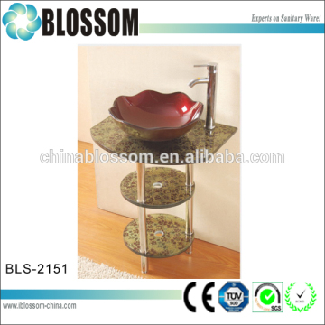 Single freestanding bathroom glass wash basin art bowl
