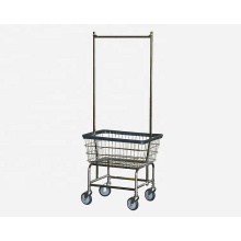 Heavy Duty Rolling Laundry Cart with Removable Baskets and Hanging Bar