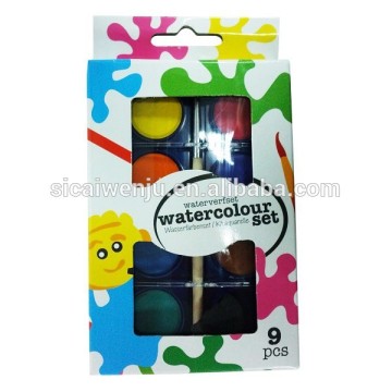 solid dry water color cake coloring water sets with color box packing