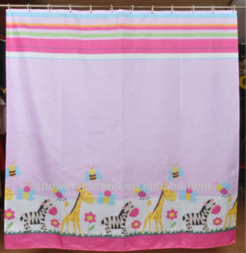pink color zebra shower curtain