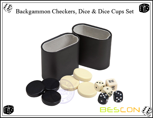 Backgammon Checkers, Dice AND Dice Cups Set