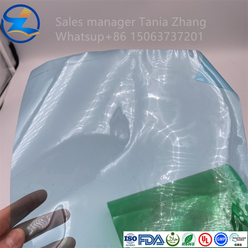 Colored soft green PVC film for making bags