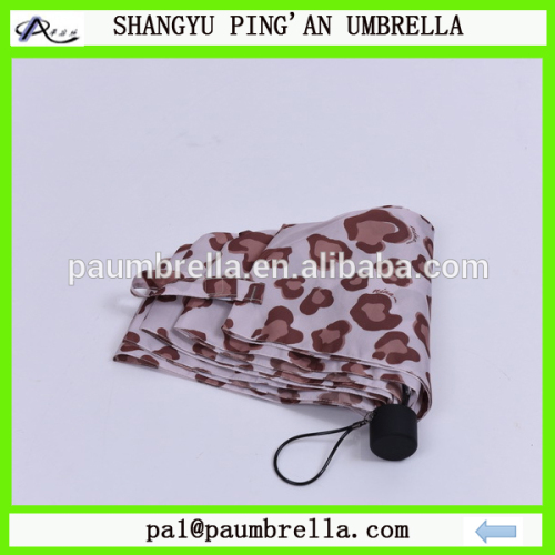 Umbrella manufacturer leopard print daily use 3 fold rain umbrella travel market fold rain umbrella