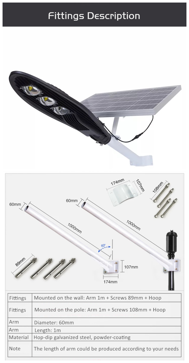 solar outdoor street light parts