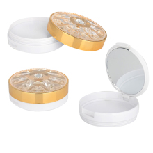 Diamond Gold Compact Powder Container With Mirror