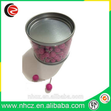 Purple Round Push Pins in Tin Box
