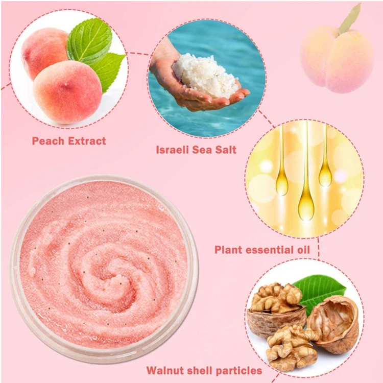 OEM Natural Peach Body Scrub Skin Brightening Body Exfoliating Scrub