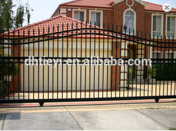 black powder coated wrought iron sliding gate