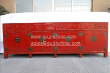Chinese Antique Furniture Red Long Sideboard buffet