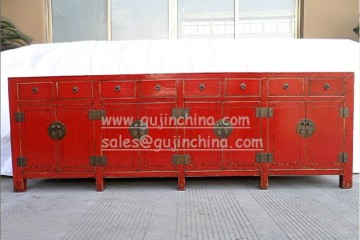 Chinese Antique Furniture Red Long Sideboard buffet